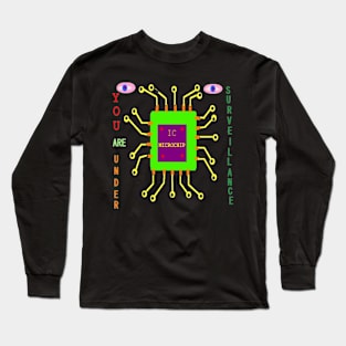 Under surveillance Illustration on Black Background Long Sleeve T-Shirt